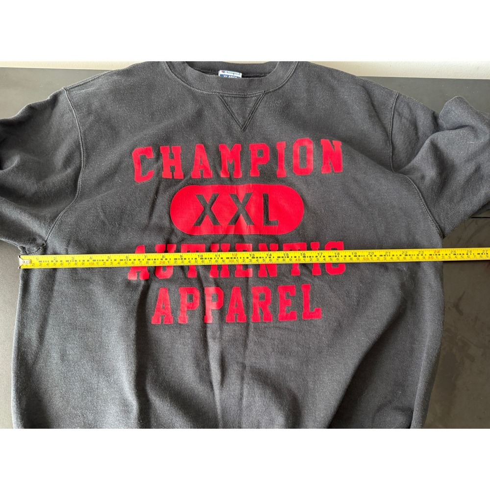 Vintage Champion Sweatshirt XL Made in USA Black Red Authentic Apparel Crewneck - Picture 4 of 9